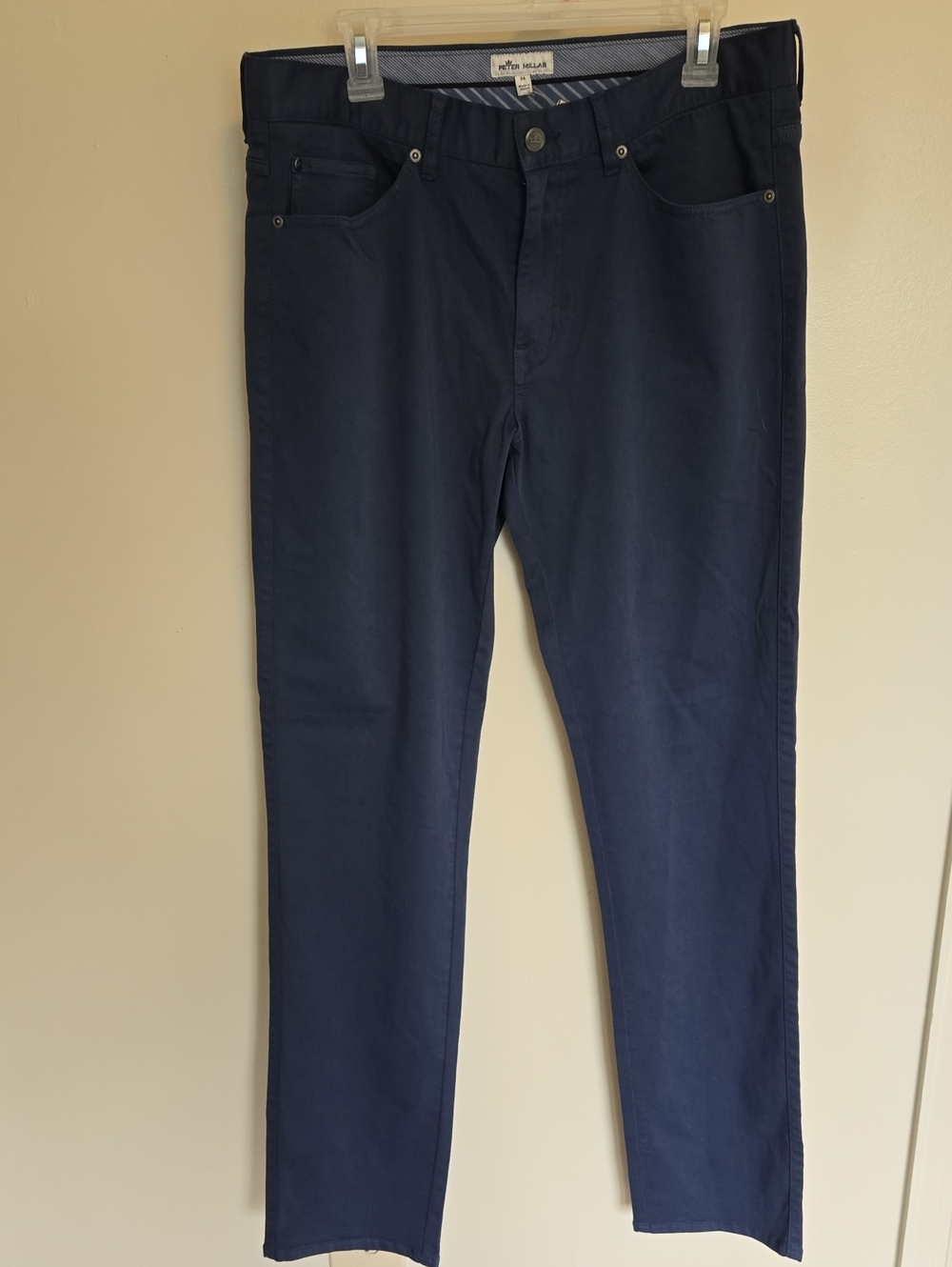NWT Peter Millar Ultimate Sateen Five-Pocket Pants Cotton Modal 34 Navy Golf